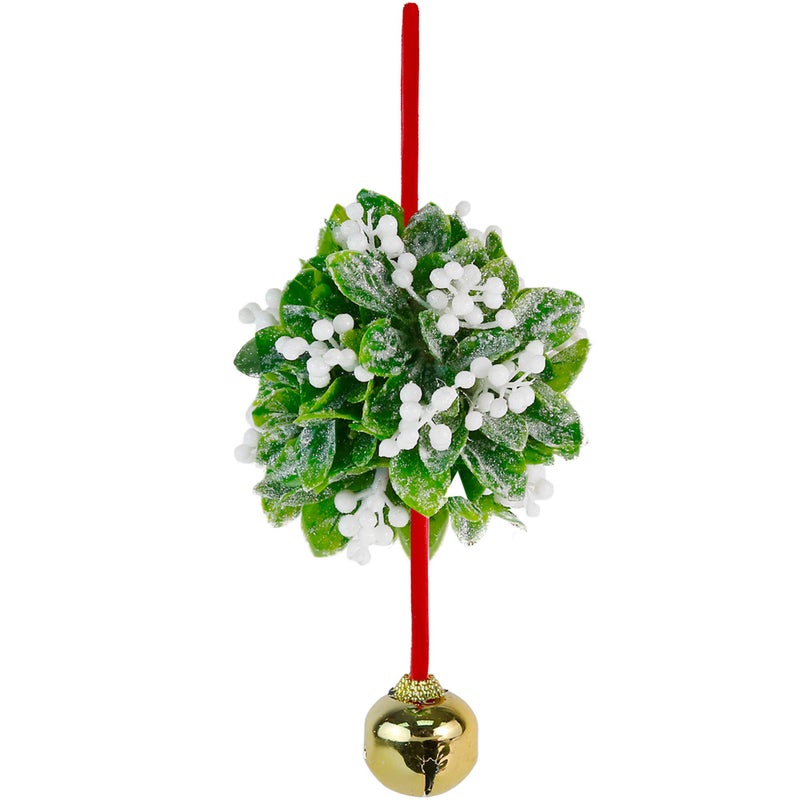 Ornativity Mistletoe Ball Christmas Ornament - Holiday Kissing Mistletoe Bell Hanging Kiss Decoration for Doorway Arch Ceiling Xmas Decor 10" - Image 1